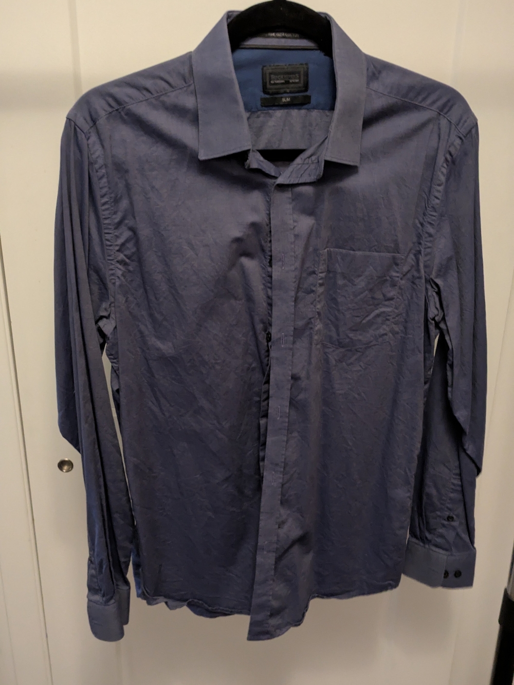 Men's Slate Blue Long-Sleeve Dress Shirt - Unbranded